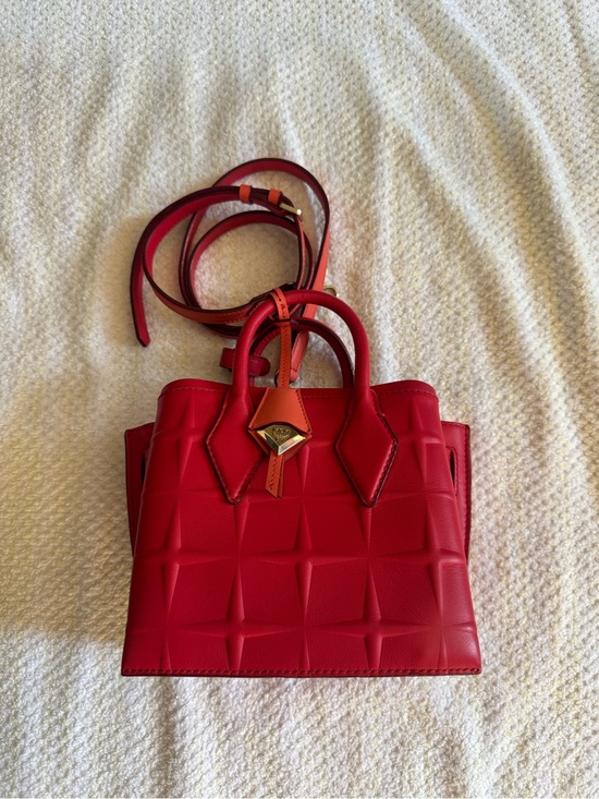 MCM Handbags - MCM Red Quilted Crossbody Satchel with Gold Accent